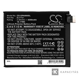 Realpower Li-Polymer akku (3,85V / 4200mAh, Oneplus BLP761 kompatibilis) FEKETE