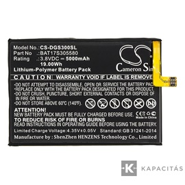 Realpower Li-Polymer akku (3,8V / 5000mAh, Doogee BAT17S305580 kompatibilis) FEKETE