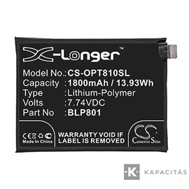 Realpower Li-Polymer akku (7,74V / 1800mAh, Oneplus BLP801 kompatibilis) FEKETE