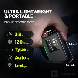 RoosCampMini Bike Pump ALT akkus kerékpárpumpa 120PSI type-C