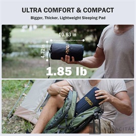 RoosCamp RoosPad Elite felfújható kemping matrac - 10cm, 40D, beépített pumpa, R4.8, 4 évszakos, kék / szürke