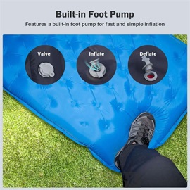 RoosCamp RoosPad Elite felfújható kemping matrac - 10cm, 40D, beépített pumpa, R4.8, 4 évszakos, kék / szürke
