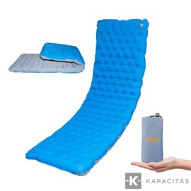 RoosCamp RoosPad Elite felfújható kemping matrac - 10cm, 40D, beépített pumpa, R4.8, 4 évszakos, kék / szürke