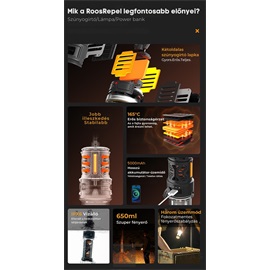 RoosCamp szúnyogriasztó, 5000mAh powerbank, 600lm lámpa + tripod