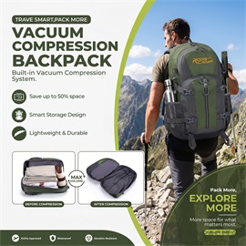 RoosCamp vákuum túra hátizsák zöld 40l