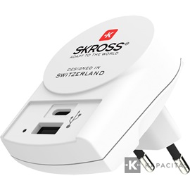 SKROSS USB töltő (USB-A - 2,4A/USB- C - 3A)