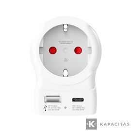 SKROSS Europe - USA Utazóadapter USB-C + USB-A (20W PD, gyorstöltés, Fehér)