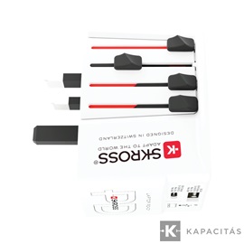 SKROSS MUV USB Világ Utazóadapter USB-C + USB-A (30W PD, gyorstöltés, Fehér)