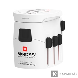 SKROSS PRO+ Világ utazóadapter USB-C + USB-A (30W PD, gyorstöltés, Fehér)