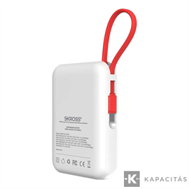 SKROSS RELOAD10 Travel / utazásra kész 10.000 mAh POWERBANK+ USB-C kábel, feltöltve