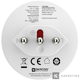 SKROSS csatlakozó átalakító Svájc/Olaszország/Brazilia utazóknak