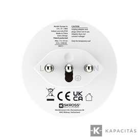 SKROSS csatlakozó átalakító Svájc/Olaszország/Brazilia utazóknak