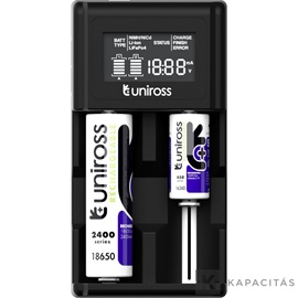 Uniross UCX004 kompakt LCD gyorstöltő Li-ion/Ni-MH/LiFePo4 akkuk töltésére