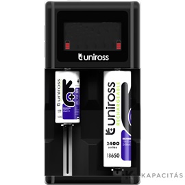 Uniross UCX006 kompakt USB-C/mikro LED töltő Li-ion/Ni-MH/LiFePo4 akkuk töltésére