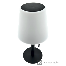 TUNGSRAM Asztali lámpa napelemes 5W 450lm 3.000K 3xDIMM USB-C IP54 14x30cm, fekete-fehér