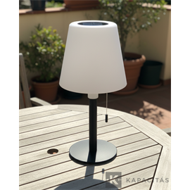 TUNGSRAM Asztali lámpa napelemes 5W 450lm 3.000K 3xDIMM USB-C IP54 14x30cm, fekete-fehér