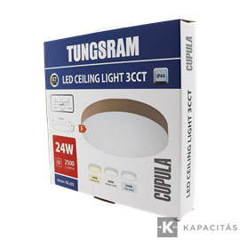 TUNGSRAM LED Mennyezeti lámpa 24W 3xCCT 2400lm 30x4.2cm IP44, keret: cappuccino | TG-25S