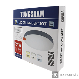 TUNGSRAM LED Mennyezeti lámpa 24W 3xCCT 2400lm 30x4.2cm IP44, keret: szürke | TG-22S