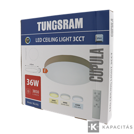 TUNGSRAM LED Mennyezeti lámpa 36W 3xCCT 3600lm 40x4.2cm IP44, +távirányító, keret: cappuccino | TG-31S
