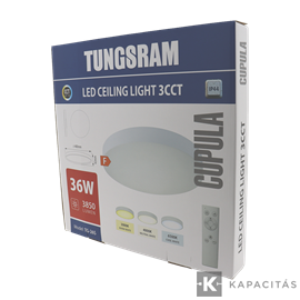 TUNGSRAM LED Mennyezeti lámpa 36W 3xCCT 3600lm 40x4.2cm IP44, +távirányító, keret: fehér | TG-26S
