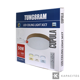 TUNGSRAM LED Mennyezeti lámpa 50W 3xCCT 5000lm 50x4.2cm IP44, +távirányító, keret: cappuccino | TG-37S