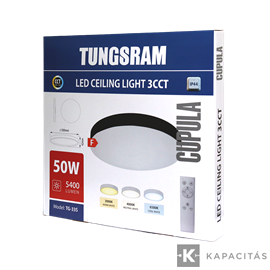 TUNGSRAM LED Mennyezeti lámpa 50W 3xCCT 5000lm 50x4.2cm IP44, +távirányító, keret: fekete | TG-33S