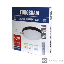 TUNGSRAM LED Mennyezeti lámpa 50W 3xCCT 5000lm 50x4.2cm IP44, +távirányító, keret: sötét fa | TG-36S