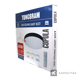 TUNGSRAM LED Mennyezeti lámpa 65W 3xCCT 6500lm 60x4.7cm IP44, +távirányító, keret: fekete | TG-39S