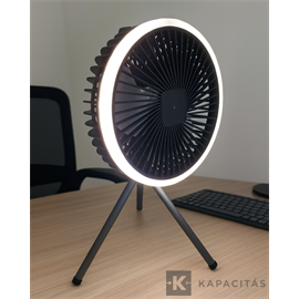 TUNGSRAM Ventilátor és lámpa | asztali vagy függő 3x sebesség USB-C tölthető 17.5x33cm IP20, antracit