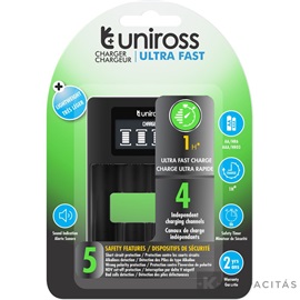 Uniross UCU005 ULTRA processzoros gyorstöltő LCD AA/AAA védelemmel