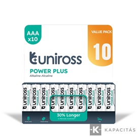 Uniross 1,5V LR03/AAA/mikro tartós alkáli elem POWER PLUS 10db/csomag