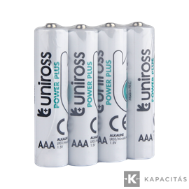 Uniross 1,5V LR03/AAA/mikro tartós alkáli elem POWER PLUS 4db/fólia