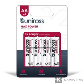 Uniross 1,5V LR6/AA/ceruza tartós alkáli elem MAX POWER 4db/csomag