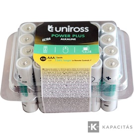Uniross 1,5V LR03/AAA/mikró,  tartós alkáli elem, POWER PLUS BOX 24db/csomag