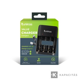 Uniross UCU010 Ni-Mh AA/AAA akku töltő / USB-C
