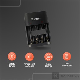 Uniross UCU010 Ni-Mh AA/AAA akku töltő / USB-C
