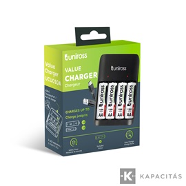 Uniross UCU010 Ni-Mh töltőszett / USB-C + 4x1300mAh AA