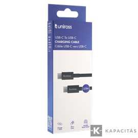 Uniross USB-C - USB-C kábel, 2m, Charge + Sync