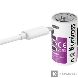 Uniross li-ion tölthető akku C / baby USB-C 1,5V 2db/csomag