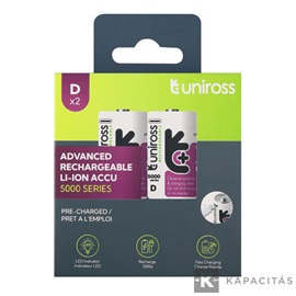 Uniross li-ion tölthető akku D / góliát USB-C 1,5V 2db/csomag