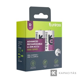 Uniross li-ion tölthető akku D / góliát USB-C 1,5V 2db/csomag