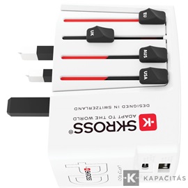 SKROSS World USB világutazó átalakító adapter, PD, (USB-C,USB-A) 65W, + USB-C kábel
