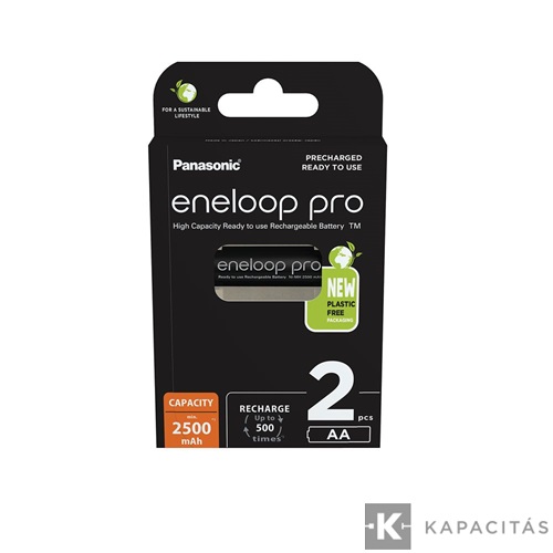 eneloop pro BK-3HCDE/2BE AA/ceruza 2500mAh Ni-MH akkumulátor 2db/csomag