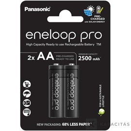 eneloop pro BK-3HCDE/2BE AA/ceruza 2500mAh Ni-MH akkumulátor 2db/csomag