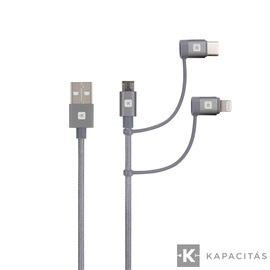 SKROSS Steel Line USB kábel, töltő, szinkron (microUSB, USB-C, lightning) 1,2m