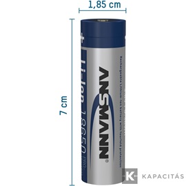 ANSMANN 18650 Li-ion 2600mAh védett akkumulátor USB töltéssel