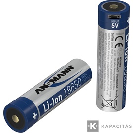 ANSMANN 18650 Li-ion 3400mAh védett akkumulátor USB töltéssel