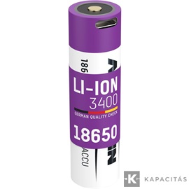 ANSMANN 18650 Li-ion 3400mAh védett akkumulátor USB töltéssel