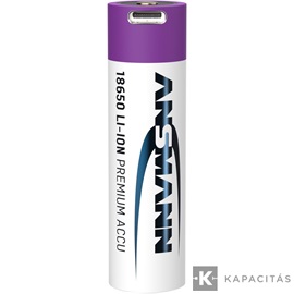 ANSMANN 18650 Li-ion 3400mAh védett akkumulátor USB töltéssel