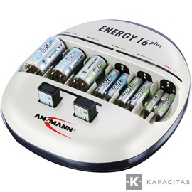 ANSMANN Energy 16 plus 1-12 akku töltésére AAA/AA/baby/góliát/9V Ni-Cd, Ni-MH frissítő/kisütő